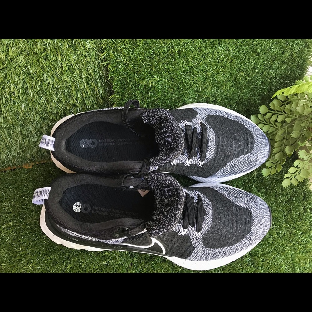 - Nike react infinity flyknit size women 11.5 black and white .Unisex men’s 9.5 - Picture 9 of 15